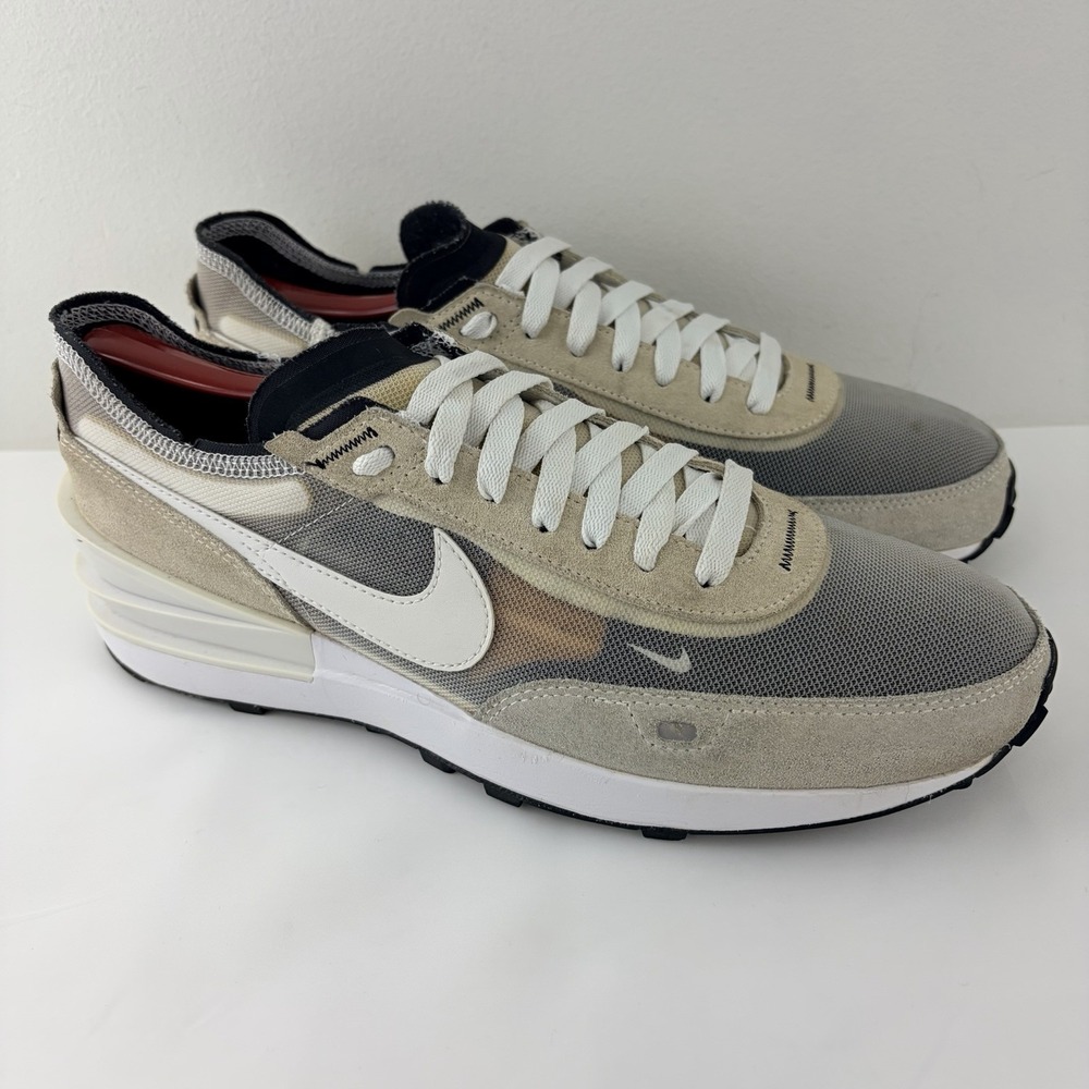 Nike Waffle One White Beige Gray Mesh Sneakers Men's Size 9